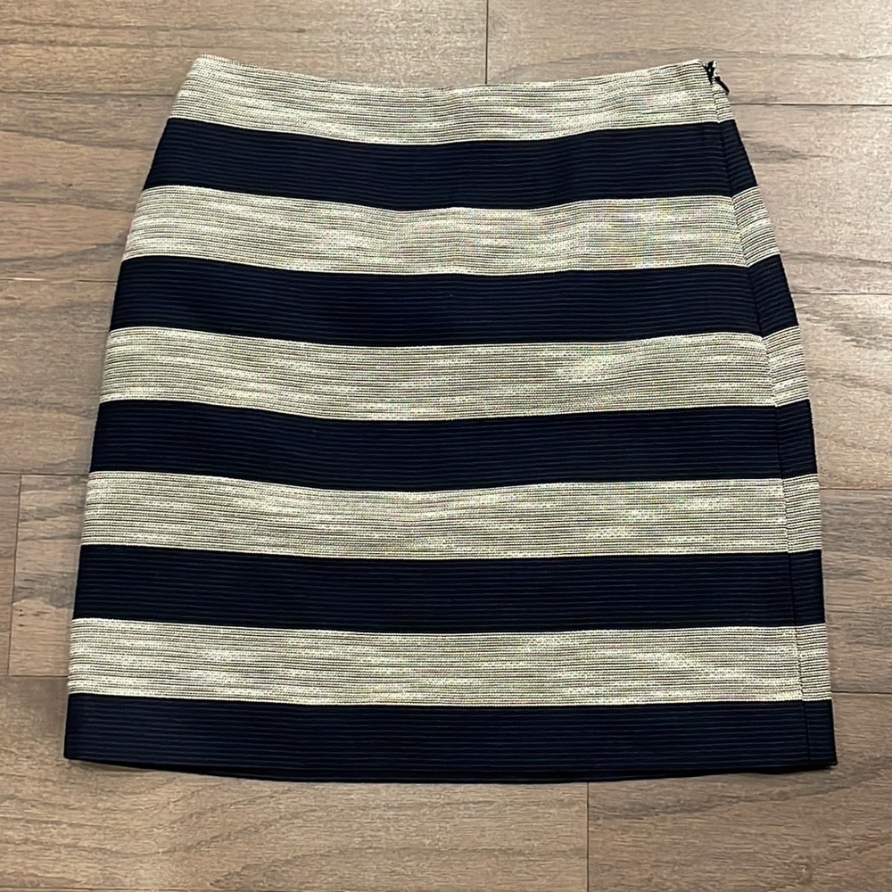 LOFT Petite Navy Striped Shift Skirt - Size 0P